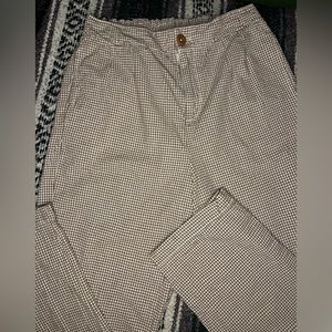 Free People Kate pants brown gingham plaid size small 100%cotton